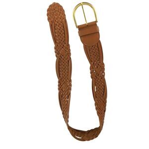 Micheal Kors Brown leather woven belt with gold buckle size small